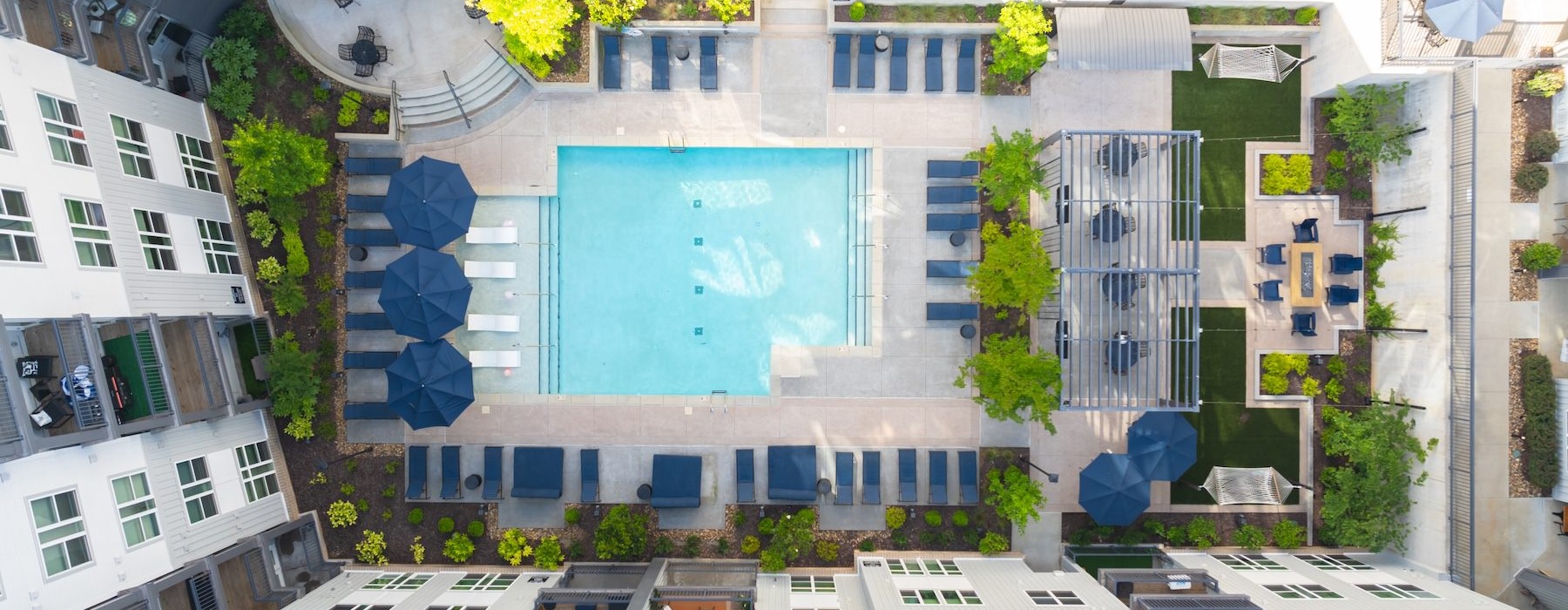 a building with a pool