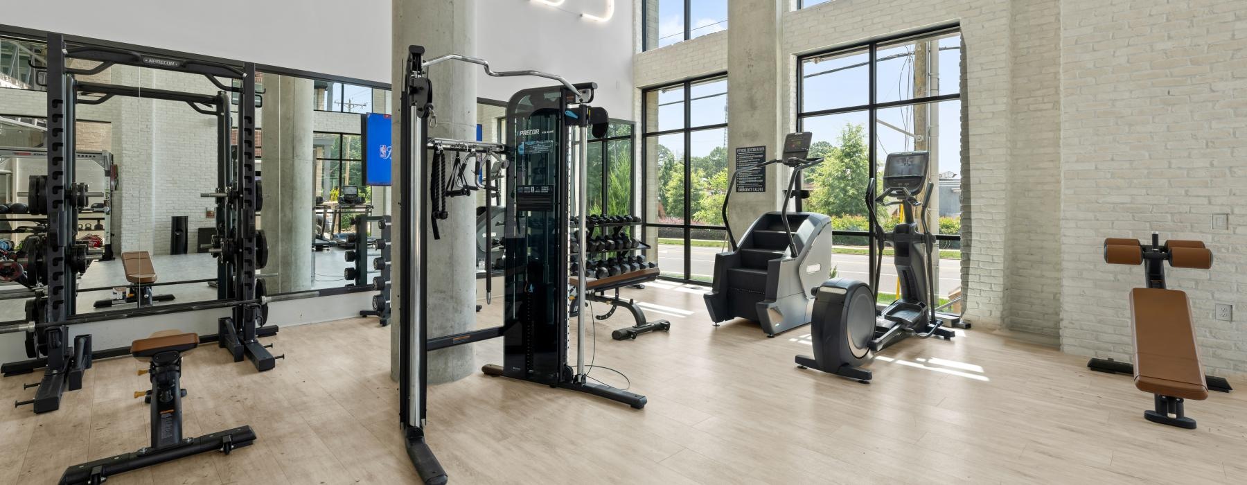 a room with exercise equipment